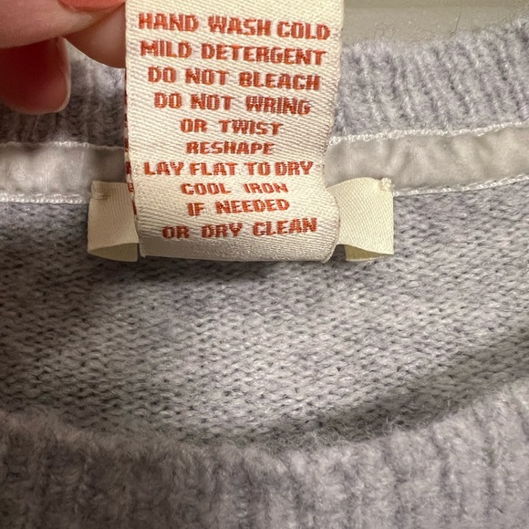 Sundance Lambswool Sweater Womens Small Light Gray Cross Creek Lace Up Hi Low - Picture 4 of 7